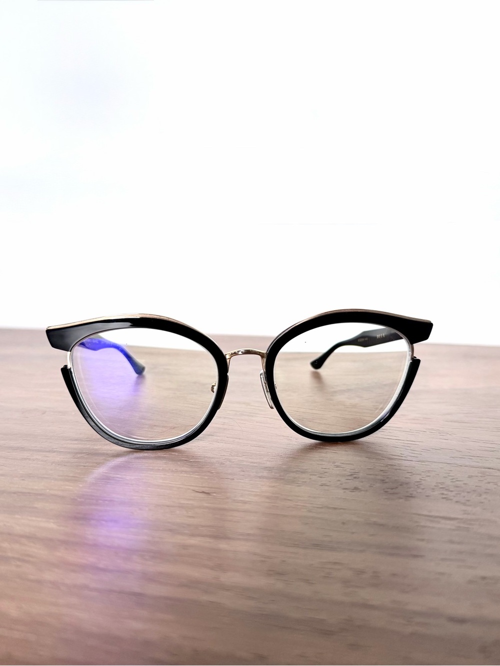 DITA Mikro DTX500-52-01 Black Rose Gold Cat Eye Eyeglasses Titanium 52-19-145